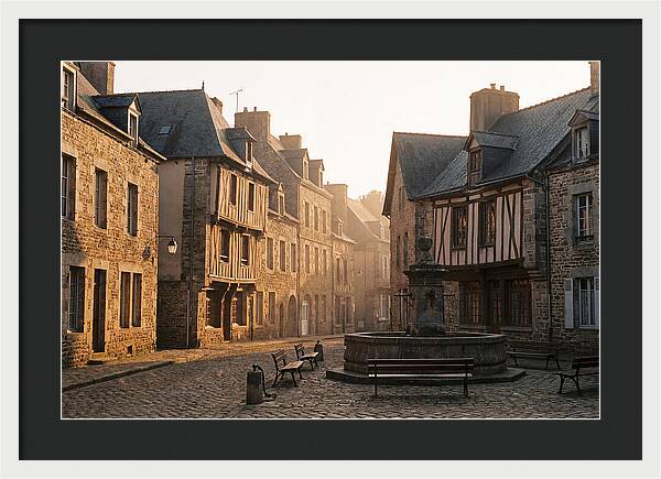 Charming Cobblestone Square At Dawn
