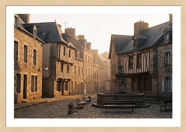 Charming Cobblestone Square At Dawn