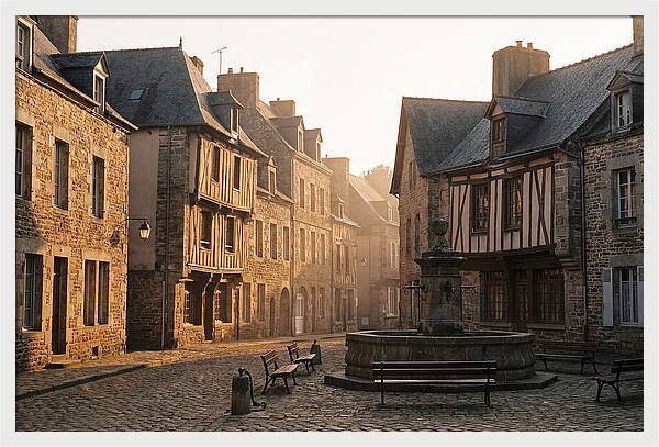 Charming Cobblestone Square At Dawn