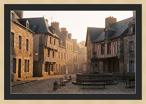Charming Cobblestone Square At Dawn