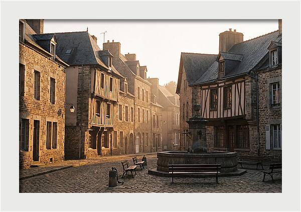 Charming Cobblestone Square At Dawn