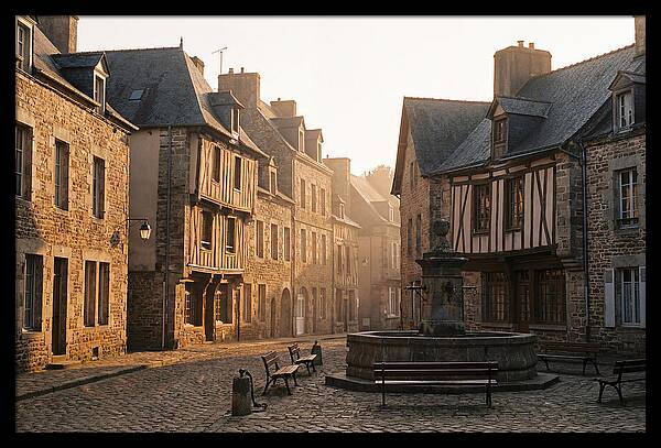 Charming Cobblestone Square At Dawn