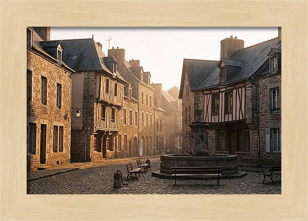 Charming Cobblestone Square At Dawn
