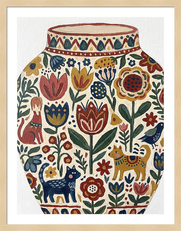 Charming Folk Art Vessel
