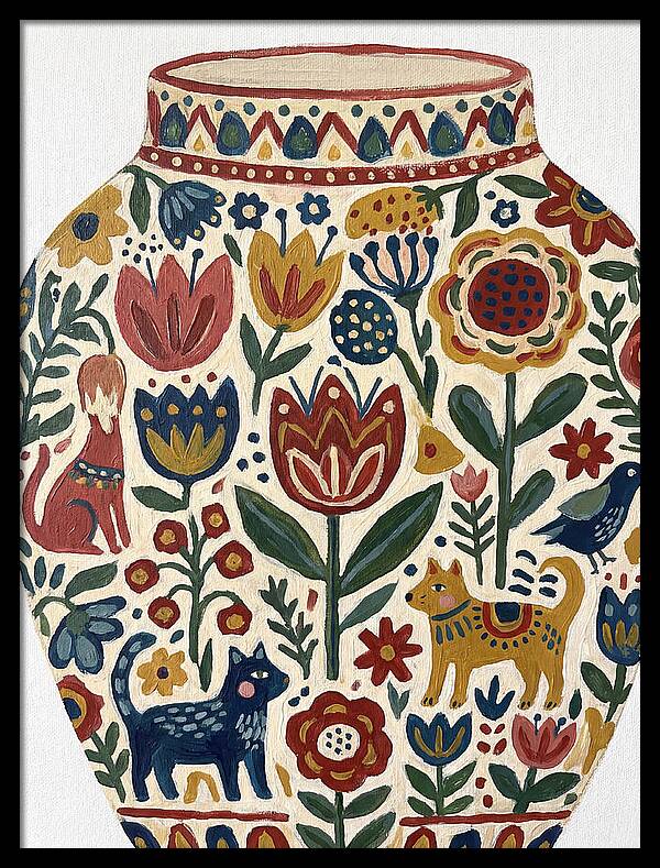 Charming Folk Art Vessel