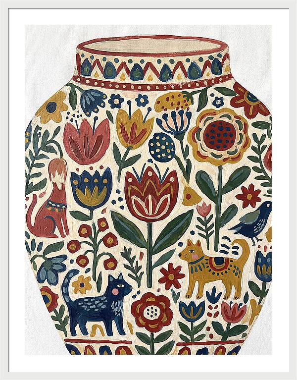 Charming Folk Art Vessel