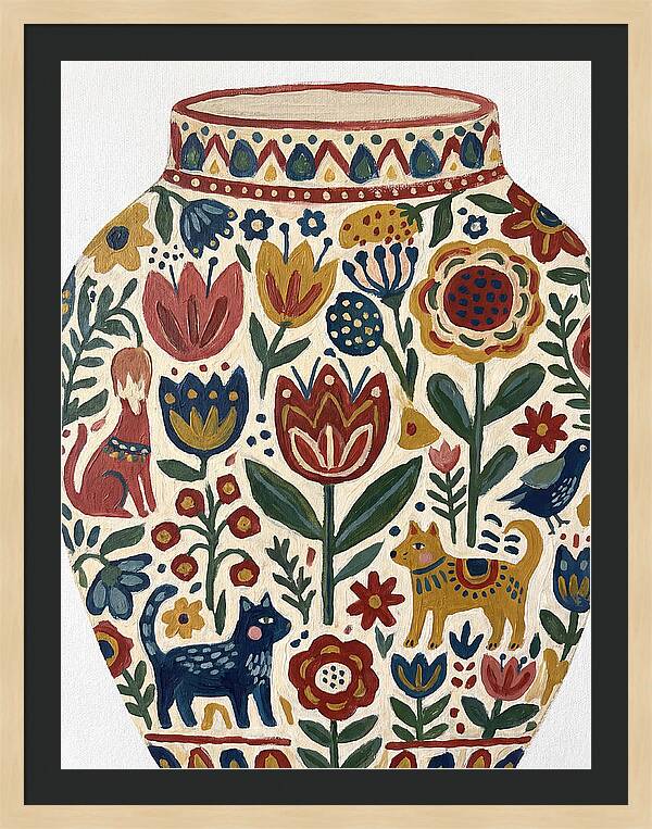 Charming Folk Art Vessel