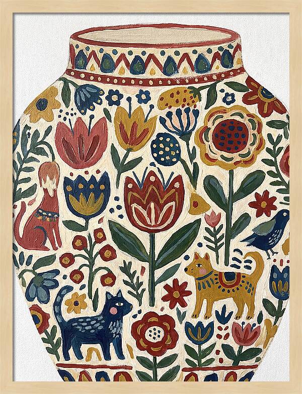 Charming Folk Art Vessel
