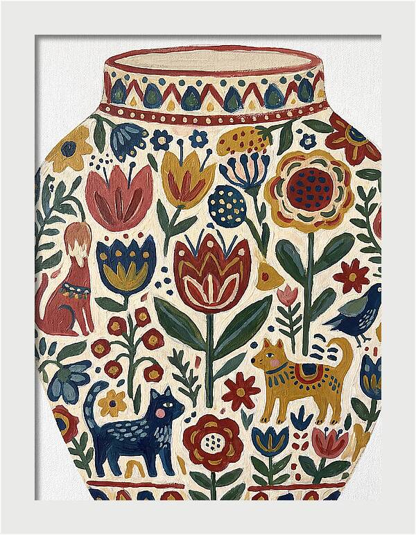 Charming Folk Art Vessel