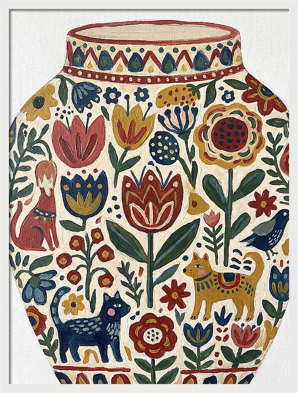 Charming Folk Art Vessel