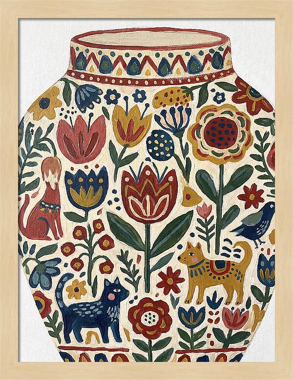 Charming Folk Art Vessel