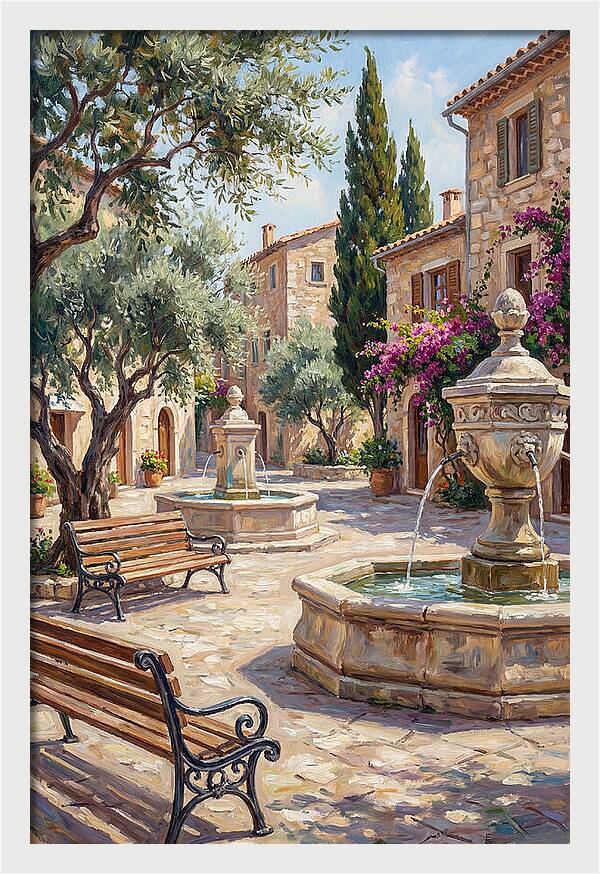Charming Mediterranean Town Square