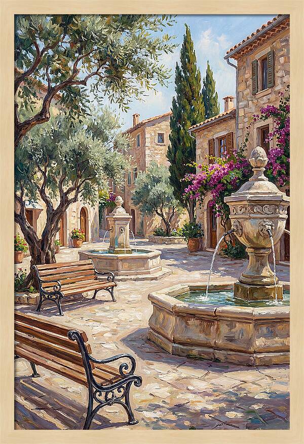 Charming Mediterranean Town Square