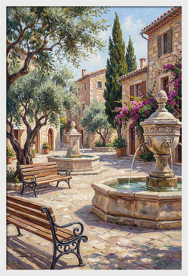 Charming Mediterranean Town Square