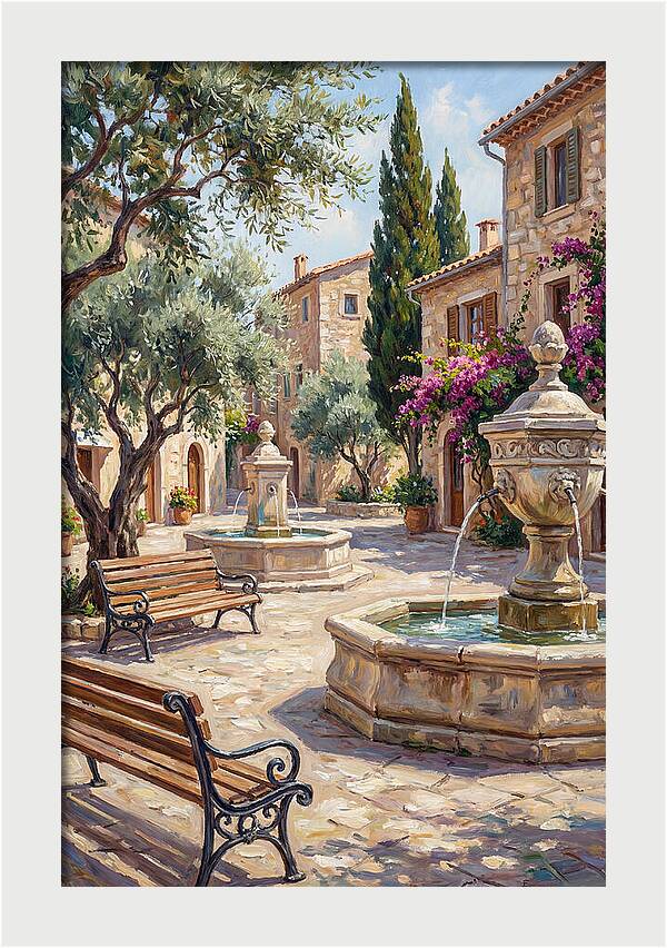 Charming Mediterranean Town Square