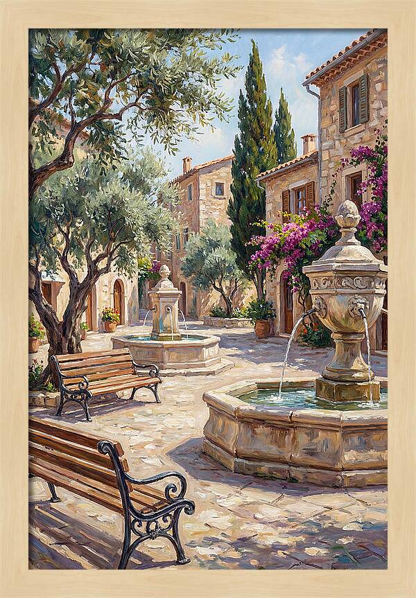 Charming Mediterranean Town Square
