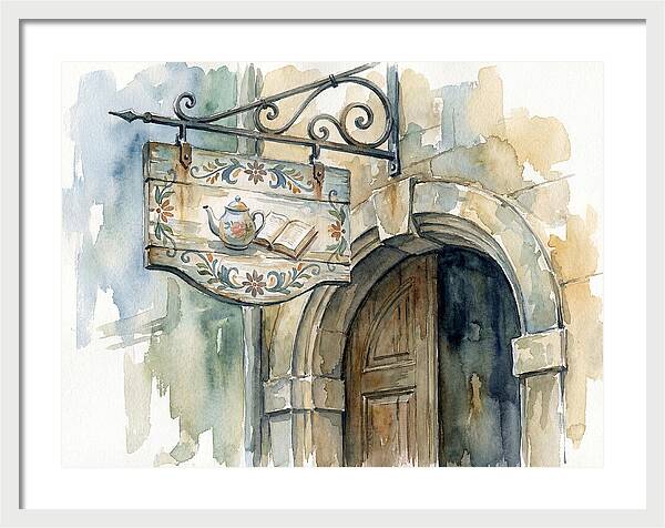 Charming Shop Sign Watercolor