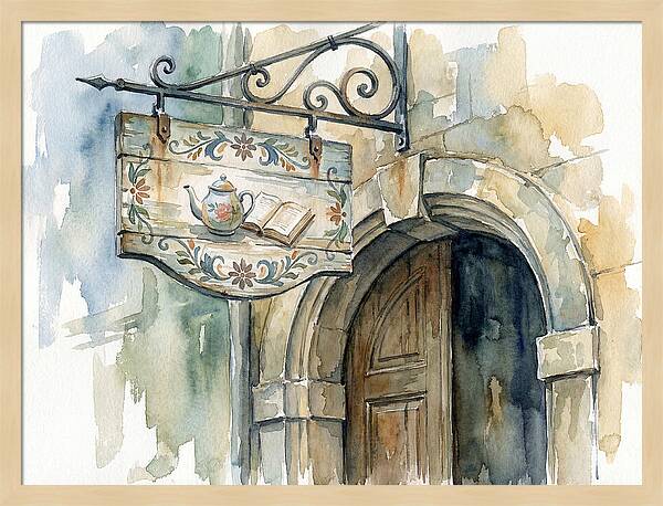 Charming Shop Sign Watercolor