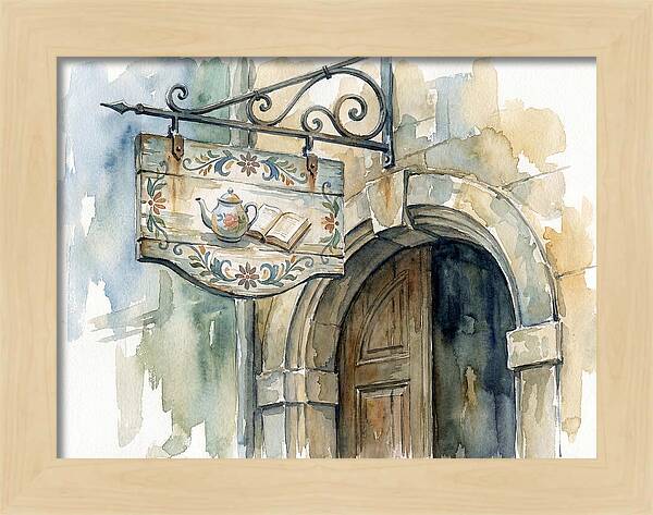 Charming Shop Sign Watercolor