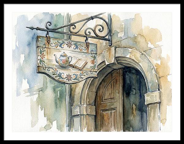 Charming Shop Sign Watercolor