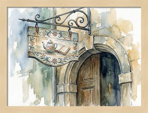 Charming Shop Sign Watercolor