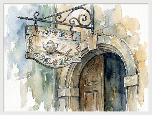 Charming Shop Sign Watercolor