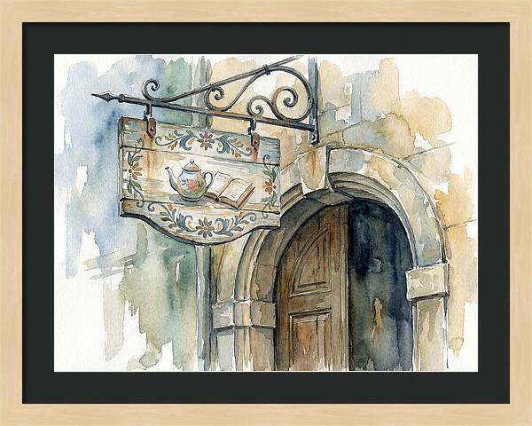 Charming Shop Sign Watercolor