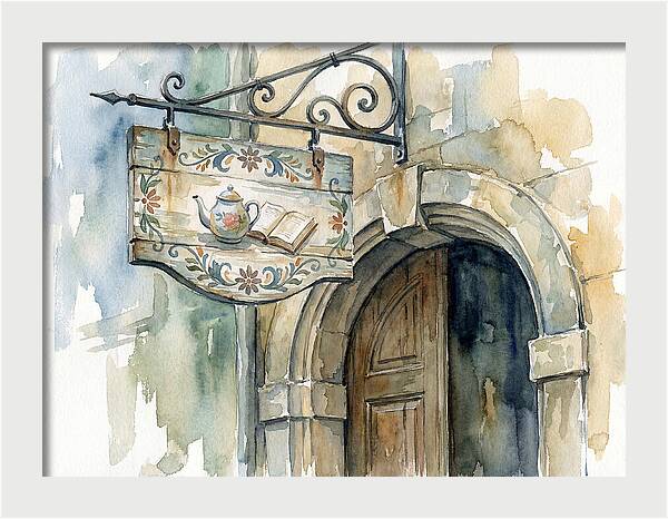 Charming Shop Sign Watercolor
