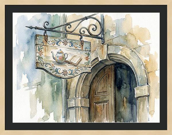 Charming Shop Sign Watercolor