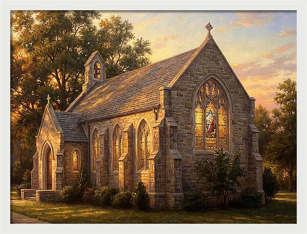 Charming Stone Chapel At Dusk
