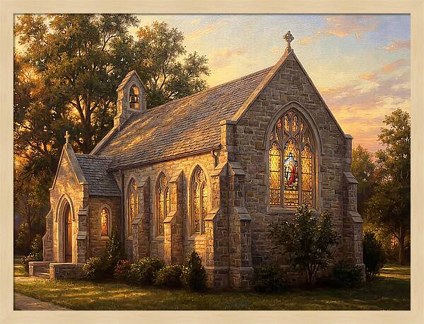 Charming Stone Chapel At Dusk