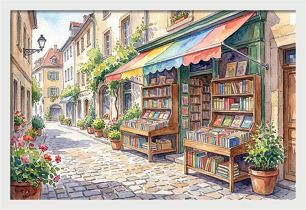 Charming Street Bookshop Scene