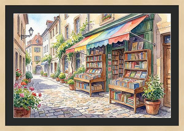 Charming Street Bookshop Scene