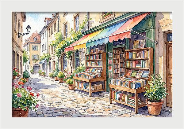 Charming Street Bookshop Scene