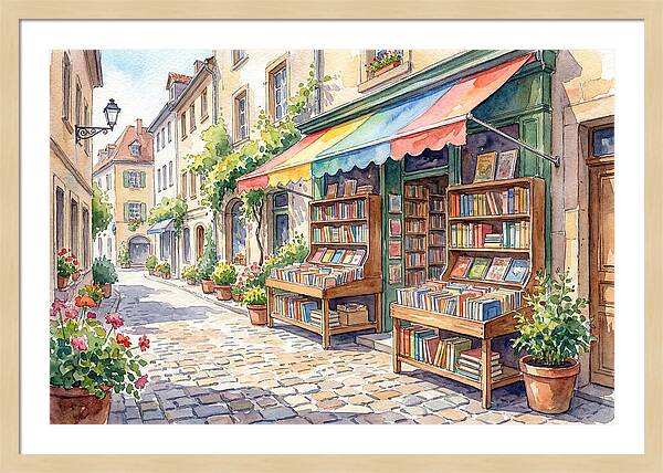Charming Street Bookshop Scene