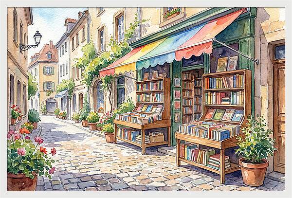 Charming Street Bookshop Scene