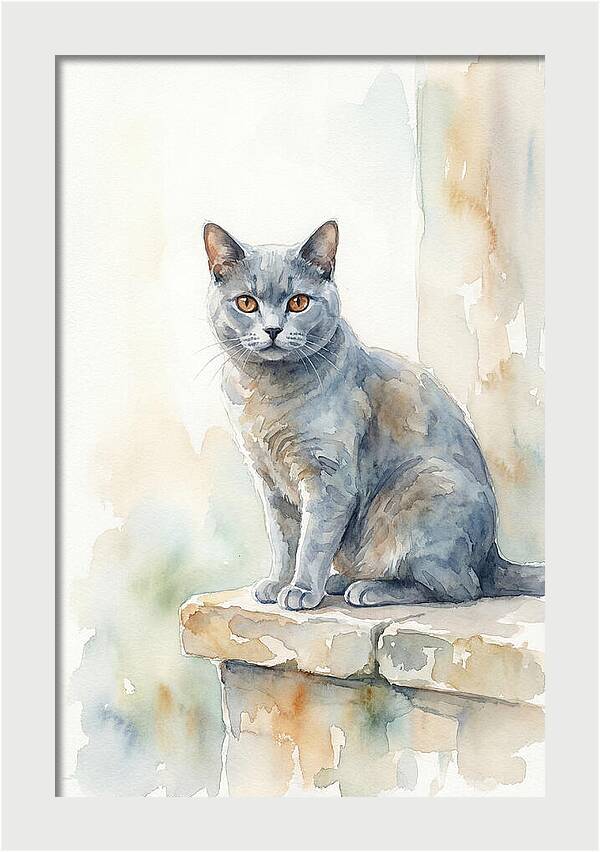Chartreux Cat With Copper Eyes