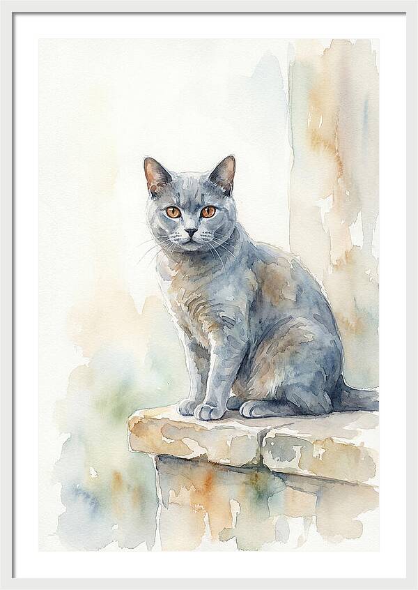 Chartreux Cat With Copper Eyes