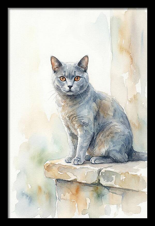 Chartreux Cat With Copper Eyes