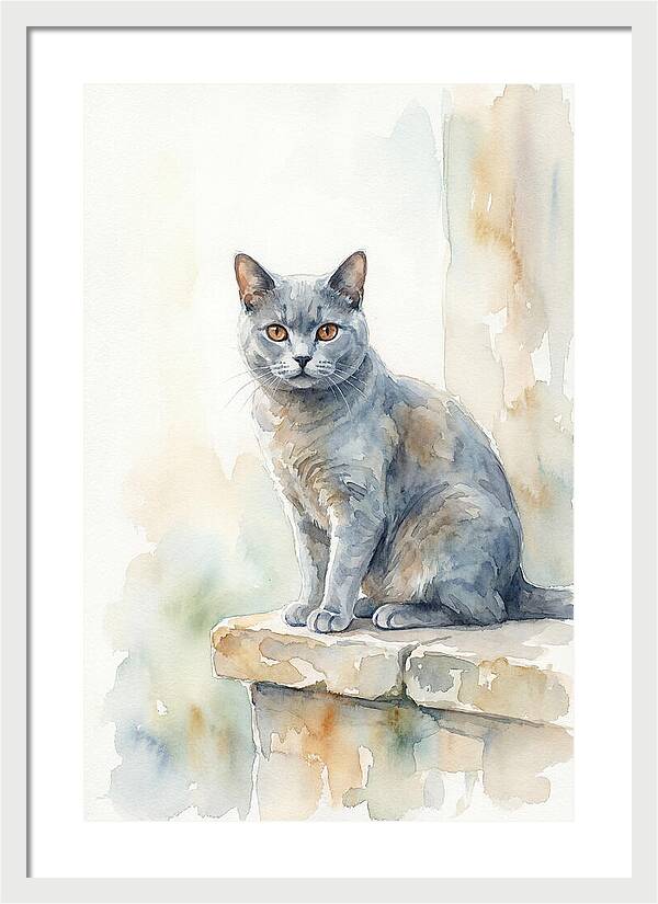 Chartreux Cat With Copper Eyes