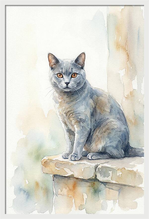 Chartreux Cat With Copper Eyes