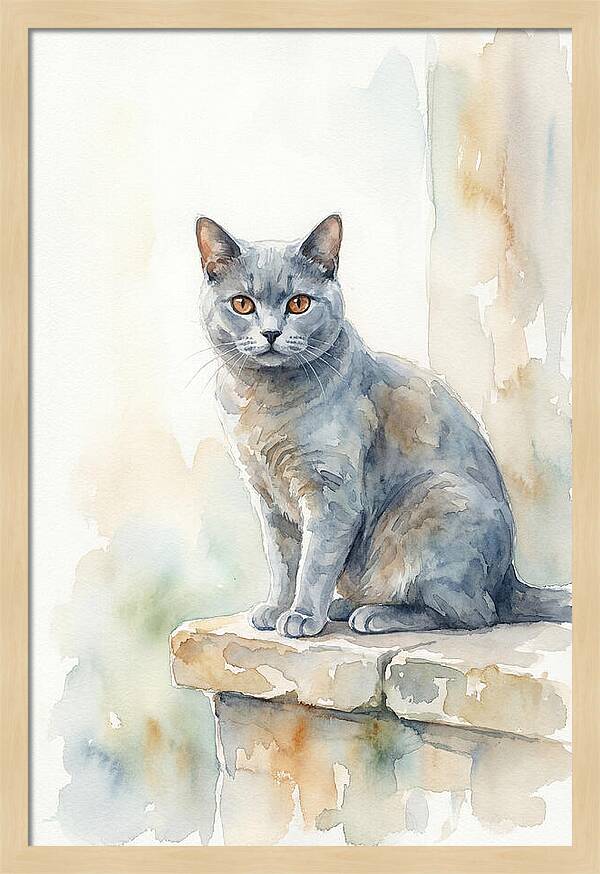 Chartreux Cat With Copper Eyes