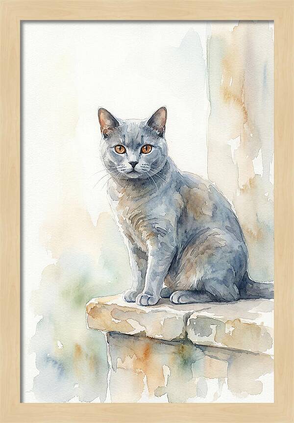 Chartreux Cat With Copper Eyes
