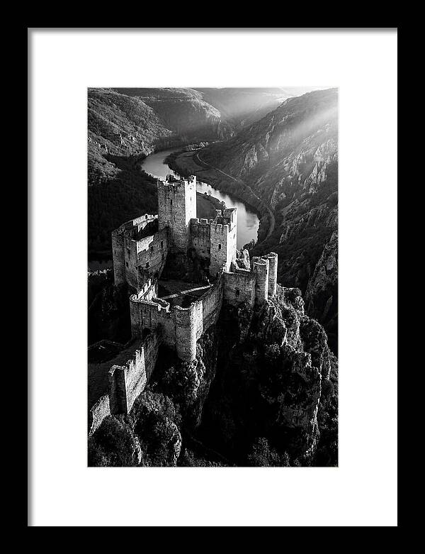 Chateau Beynac Castle In Black And White