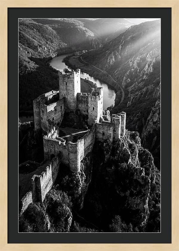 Chateau Beynac Castle In Black And White