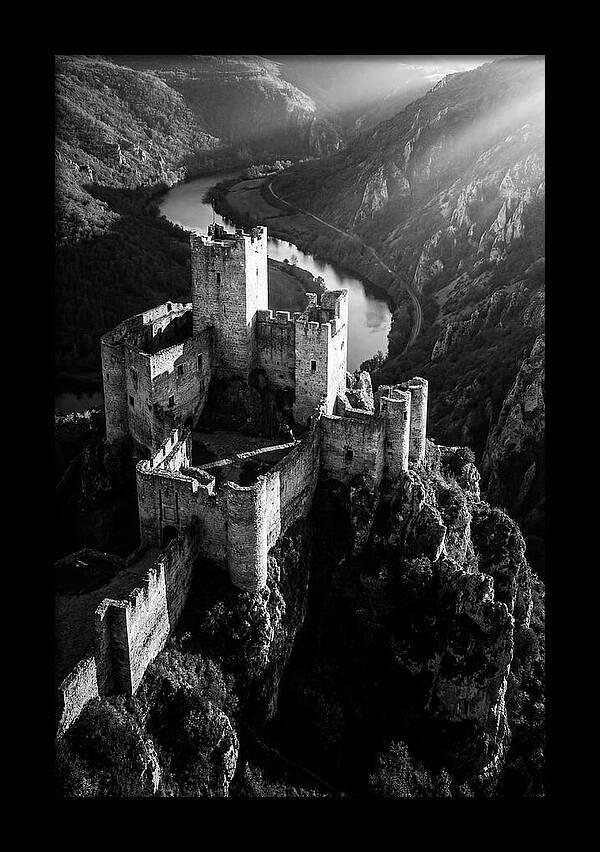 Chateau Beynac Castle In Black And White