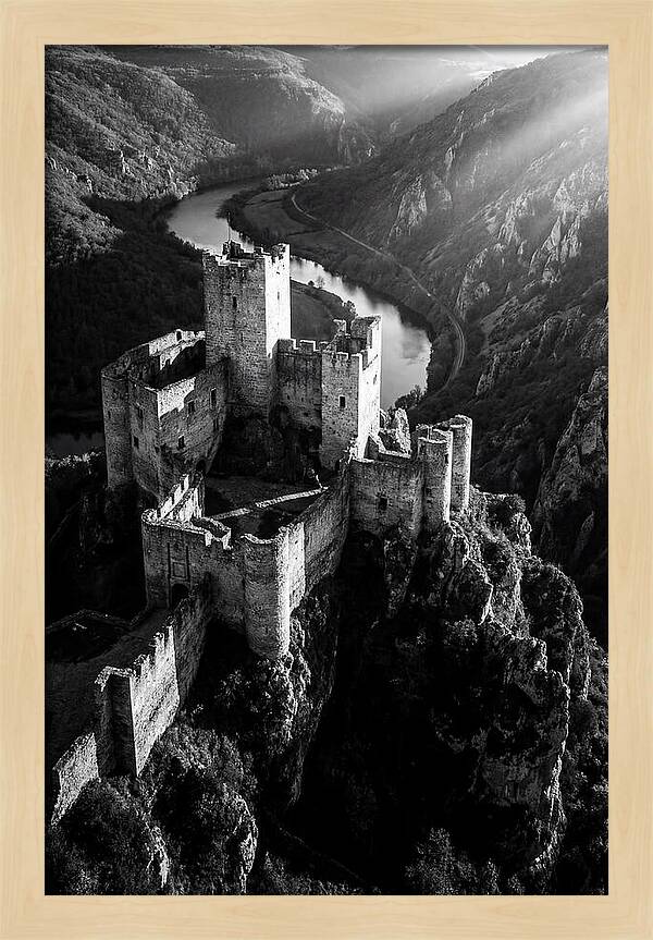 Chateau Beynac Castle In Black And White