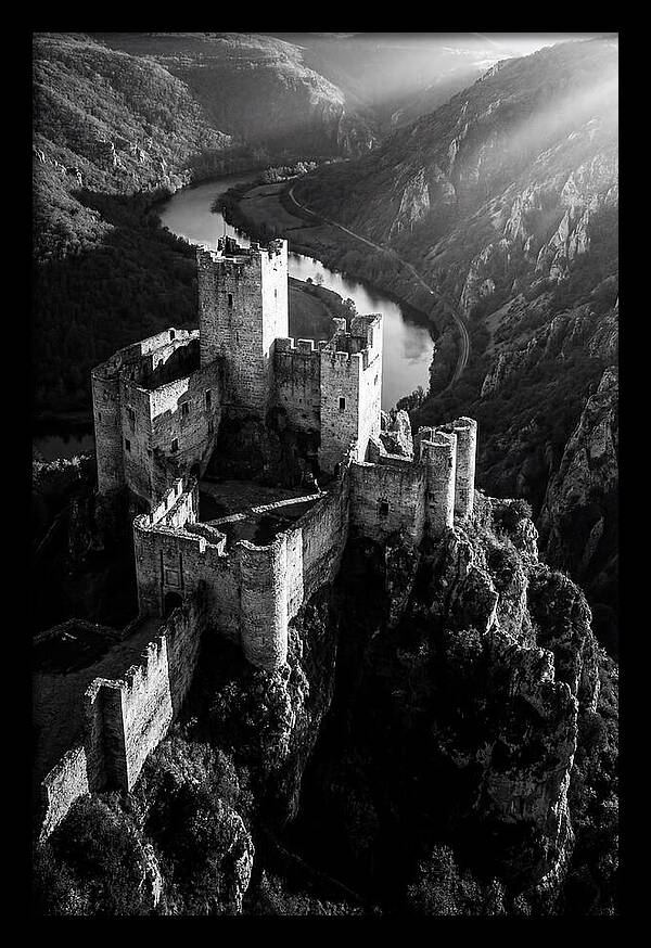 Chateau Beynac Castle In Black And White