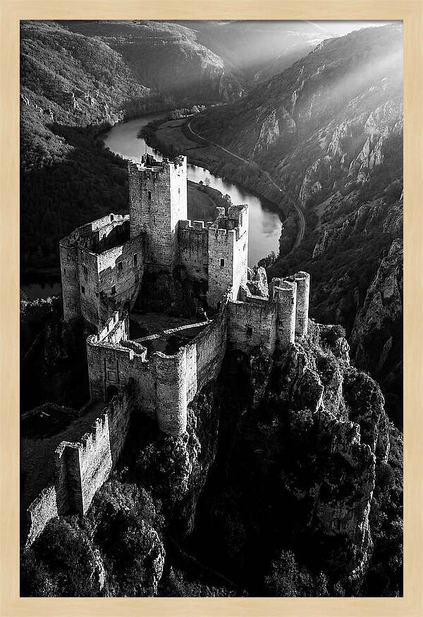 Chateau Beynac Castle In Black And White