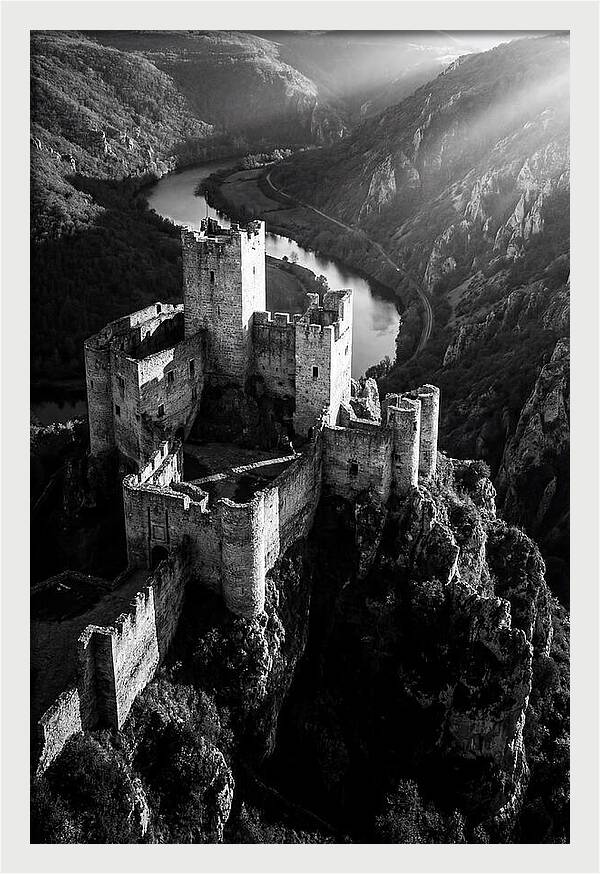 Chateau Beynac Castle In Black And White